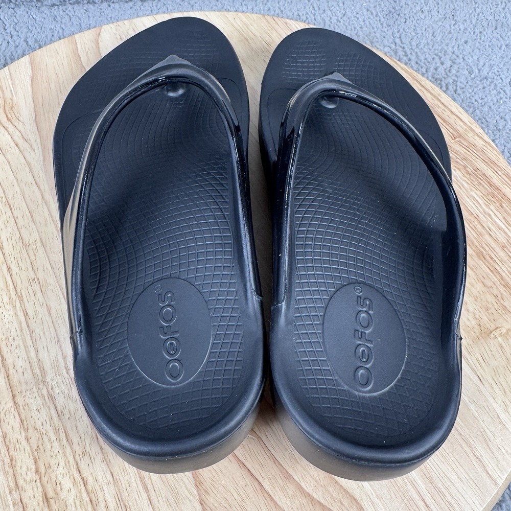 OOFOS Oolala Womens 8 Black OOfoam Recovery Sandals Comfort Flip Flops - Picture 6 of 11
